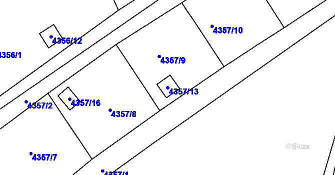 Parcela st. 4357/13 v KÚ Velké Meziříčí, Katastrální mapa