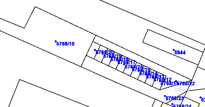 Parcela st. 5768/19 v KÚ Velké Meziříčí, Katastrální mapa