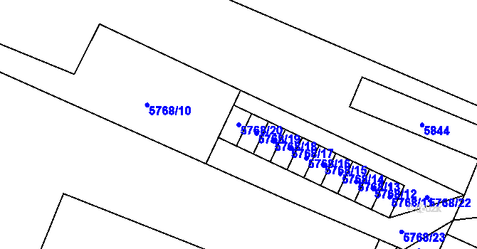 Parcela st. 5768/20 v KÚ Velké Meziříčí, Katastrální mapa