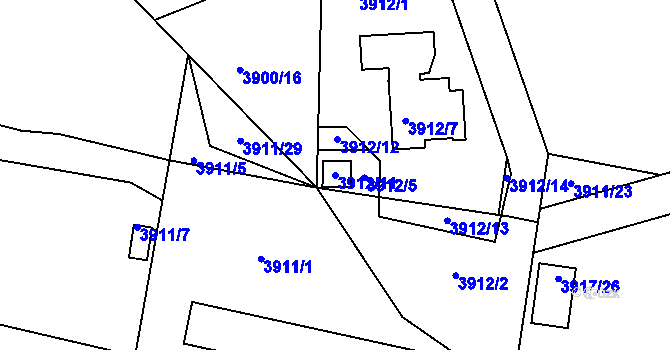 Parcela st. 3912/11 v KÚ Velké Meziříčí, Katastrální mapa