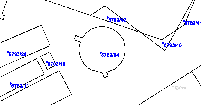Parcela st. 5783/64 v KÚ Velké Meziříčí, Katastrální mapa