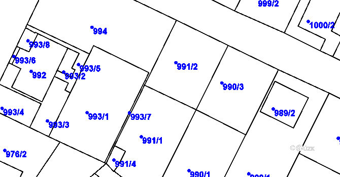 Parcela st. 991/3 v KÚ Velké Meziříčí, Katastrální mapa