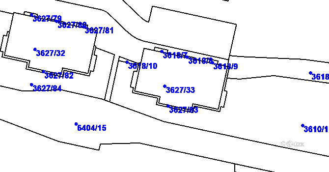 Parcela st. 3627/33 v KÚ Velké Meziříčí, Katastrální mapa