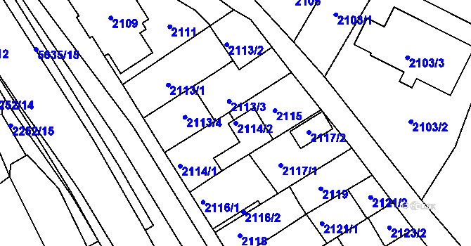 Parcela st. 2114/2 v KÚ Velké Meziříčí, Katastrální mapa