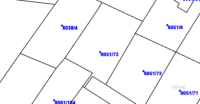 Parcela st. 6051/73 v KÚ Velké Meziříčí, Katastrální mapa