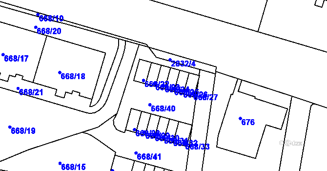 Parcela st. 668/24 v KÚ Velké Meziříčí, Katastrální mapa