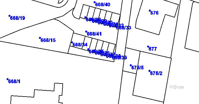 Parcela st. 668/37 v KÚ Velké Meziříčí, Katastrální mapa