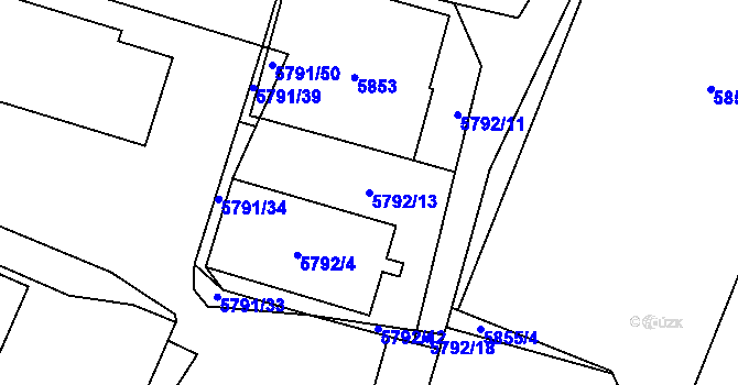 Parcela st. 5792/13 v KÚ Velké Meziříčí, Katastrální mapa