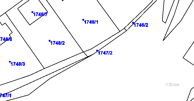 Parcela st. 1747/2 v KÚ Velké Meziříčí, Katastrální mapa