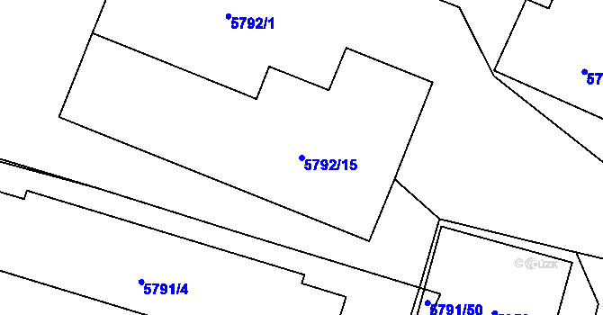 Parcela st. 5792/15 v KÚ Velké Meziříčí, Katastrální mapa