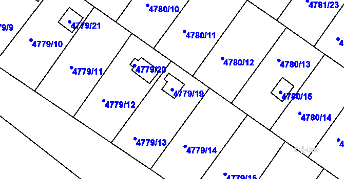 Parcela st. 4779/19 v KÚ Velké Meziříčí, Katastrální mapa