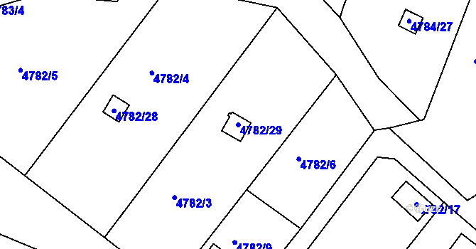 Parcela st. 4782/29 v KÚ Velké Meziříčí, Katastrální mapa
