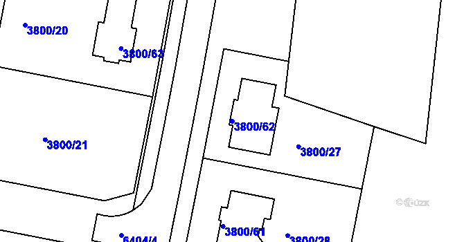 Parcela st. 3800/62 v KÚ Velké Meziříčí, Katastrální mapa