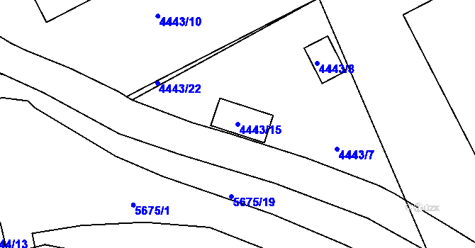 Parcela st. 4443/15 v KÚ Velké Meziříčí, Katastrální mapa