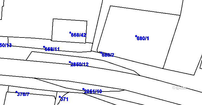 Parcela st. 680/2 v KÚ Velké Meziříčí, Katastrální mapa