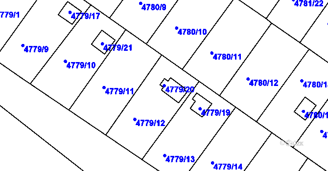 Parcela st. 4779/20 v KÚ Velké Meziříčí, Katastrální mapa