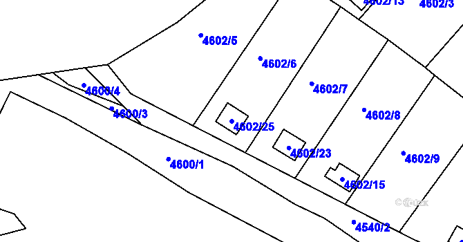 Parcela st. 4602/25 v KÚ Velké Meziříčí, Katastrální mapa