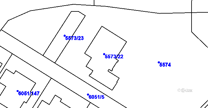 Parcela st. 5573/22 v KÚ Velké Meziříčí, Katastrální mapa