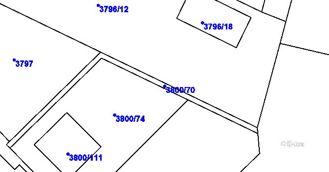 Parcela st. 3800/70 v KÚ Velké Meziříčí, Katastrální mapa
