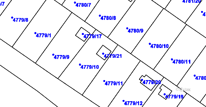 Parcela st. 4779/21 v KÚ Velké Meziříčí, Katastrální mapa