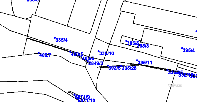 Parcela st. 335/10 v KÚ Velké Meziříčí, Katastrální mapa