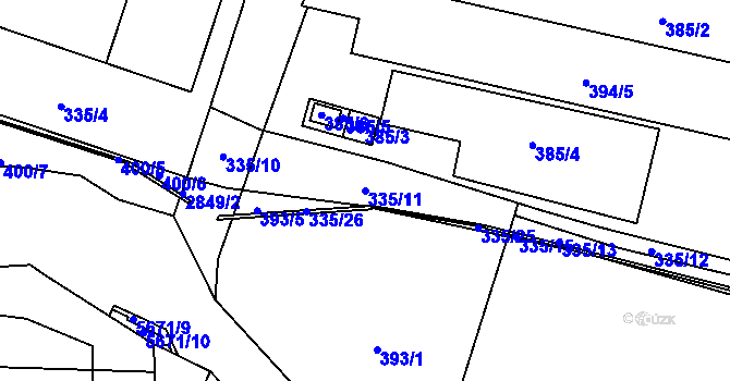 Parcela st. 335/11 v KÚ Velké Meziříčí, Katastrální mapa