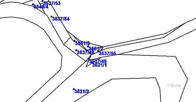 Parcela st. 3537/55 v KÚ Velké Meziříčí, Katastrální mapa