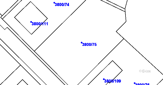 Parcela st. 3800/75 v KÚ Velké Meziříčí, Katastrální mapa