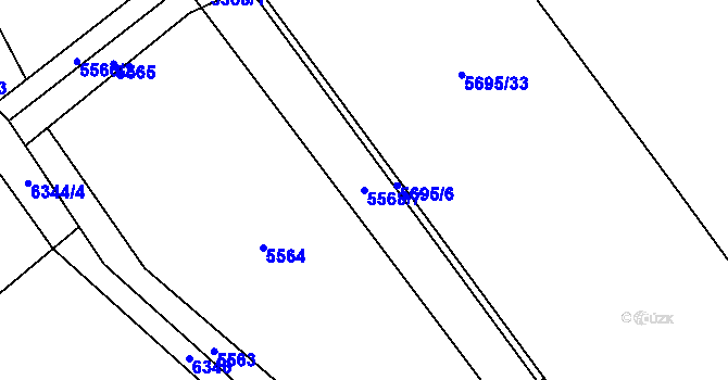 Parcela st. 5568/7 v KÚ Velké Meziříčí, Katastrální mapa