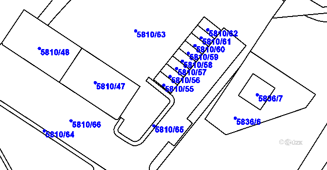 Parcela st. 5810/55 v KÚ Velké Meziříčí, Katastrální mapa