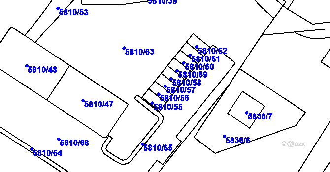 Parcela st. 5810/57 v KÚ Velké Meziříčí, Katastrální mapa