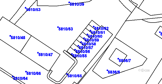 Parcela st. 5810/58 v KÚ Velké Meziříčí, Katastrální mapa