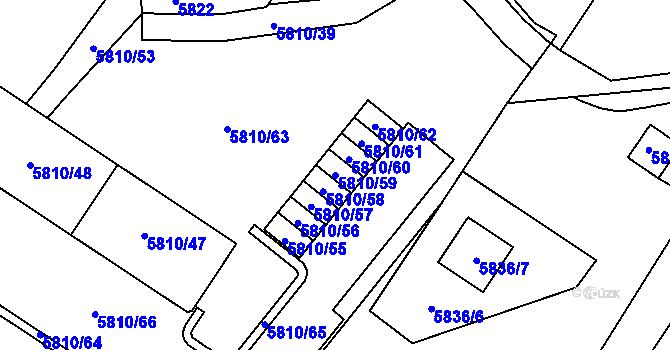 Parcela st. 5810/59 v KÚ Velké Meziříčí, Katastrální mapa