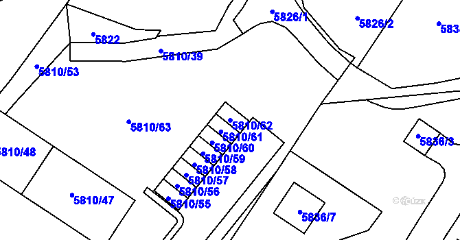 Parcela st. 5810/62 v KÚ Velké Meziříčí, Katastrální mapa