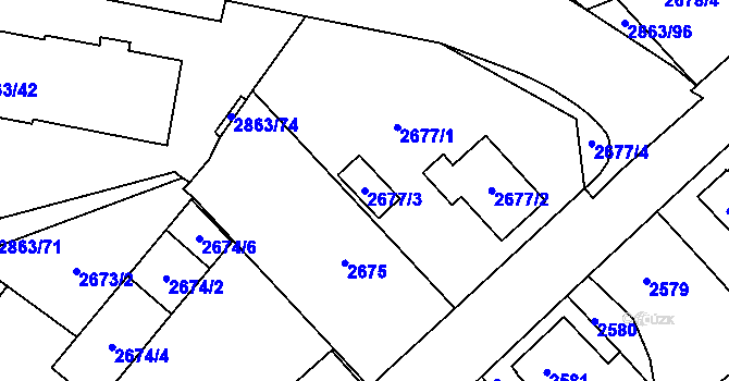 Parcela st. 2677/3 v KÚ Velké Meziříčí, Katastrální mapa