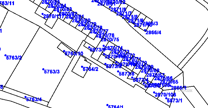 Parcela st. 2870/119 v KÚ Velké Meziříčí, Katastrální mapa