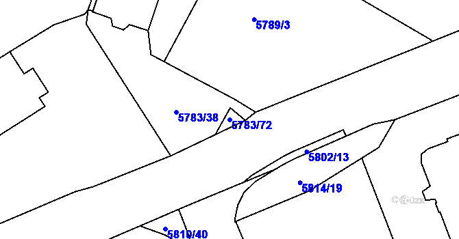 Parcela st. 5783/72 v KÚ Velké Meziříčí, Katastrální mapa