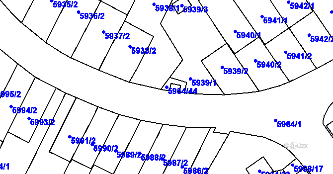 Parcela st. 5964/44 v KÚ Velké Meziříčí, Katastrální mapa