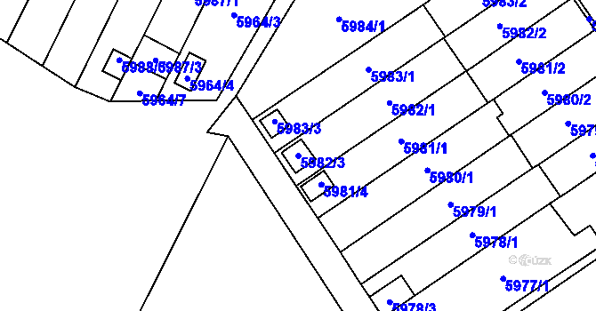 Parcela st. 5982/3 v KÚ Velké Meziříčí, Katastrální mapa