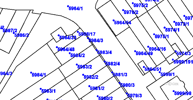 Parcela st. 5983/4 v KÚ Velké Meziříčí, Katastrální mapa