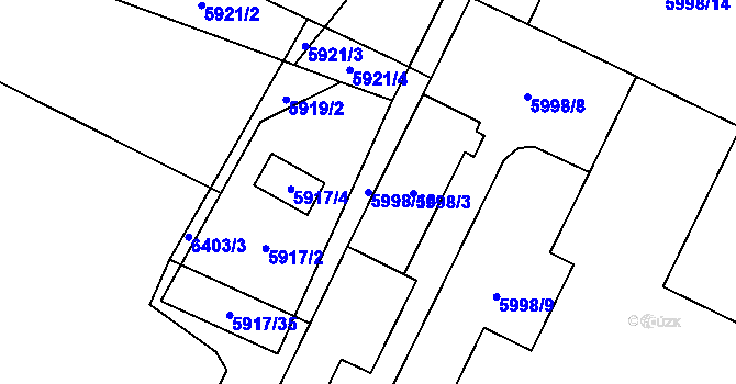 Parcela st. 5998/16 v KÚ Velké Meziříčí, Katastrální mapa