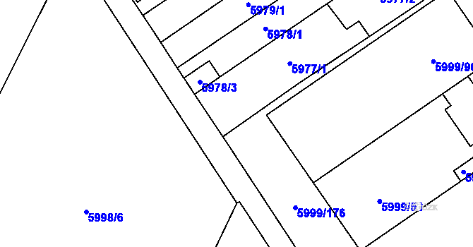 Parcela st. 5999/173 v KÚ Velké Meziříčí, Katastrální mapa