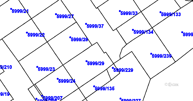 Parcela st. 5999/198 v KÚ Velké Meziříčí, Katastrální mapa