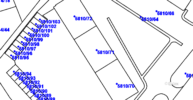 Parcela st. 5810/71 v KÚ Velké Meziříčí, Katastrální mapa