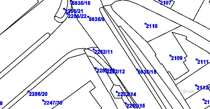 Parcela st. 2252/7 v KÚ Velké Meziříčí, Katastrální mapa