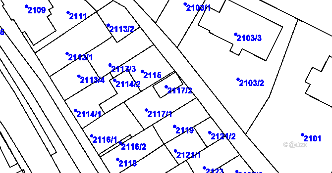 Parcela st. 2117/2 v KÚ Velké Meziříčí, Katastrální mapa