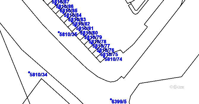 Parcela st. 5810/75 v KÚ Velké Meziříčí, Katastrální mapa