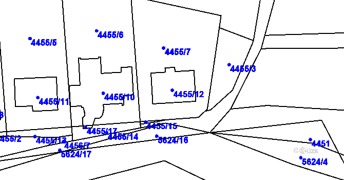 Parcela st. 4455/12 v KÚ Velké Meziříčí, Katastrální mapa