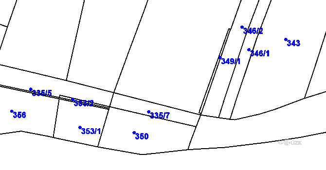 Parcela st. 349/2 v KÚ Velké Meziříčí, Katastrální mapa