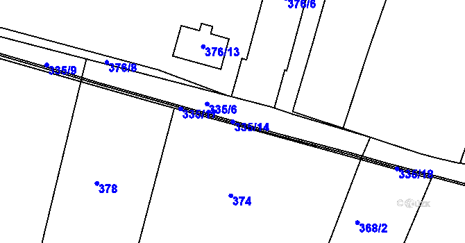 Parcela st. 335/14 v KÚ Velké Meziříčí, Katastrální mapa